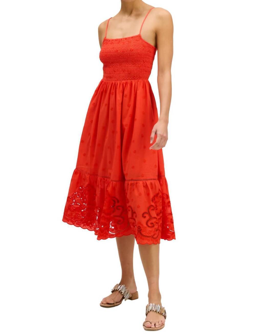 NEW ALLISON NEW YORK liora midi dress in tomato red